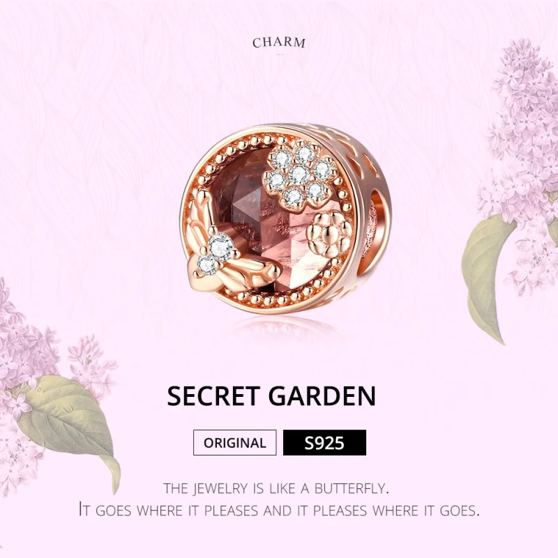 (Bild für) Charm „Geheimer Garten“ im Pandora-Stil aus Roségold - BSC389 - Ansicht 6
