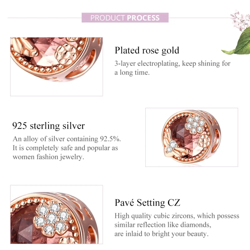 (Bild für) Charm „Geheimer Garten“ im Pandora-Stil aus Roségold - BSC389 - Ansicht 8
