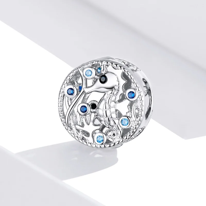 (Bild für) Charm „Gemütliches Seepferdchen“ im Pandora-Stil aus Silber - BSC266 - Ansicht 2