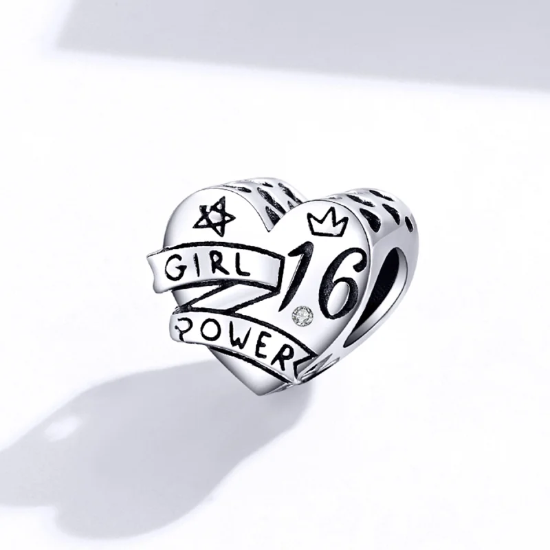 (Bild für) Charm „Girl Power Sweet 16“ im Pandora-Stil aus Silber - SCC1437 - Ansicht 2