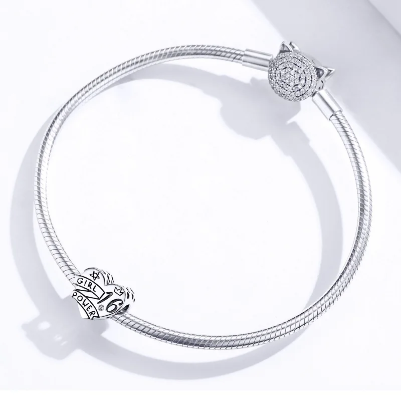 (Bild für) Charm „Girl Power Sweet 16“ im Pandora-Stil aus Silber - SCC1437 - Ansicht 3
