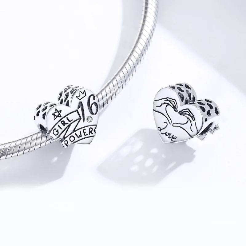 (Bild für) Charm „Girl Power Sweet 16“ im Pandora-Stil aus Silber - SCC1437 - Ansicht 4