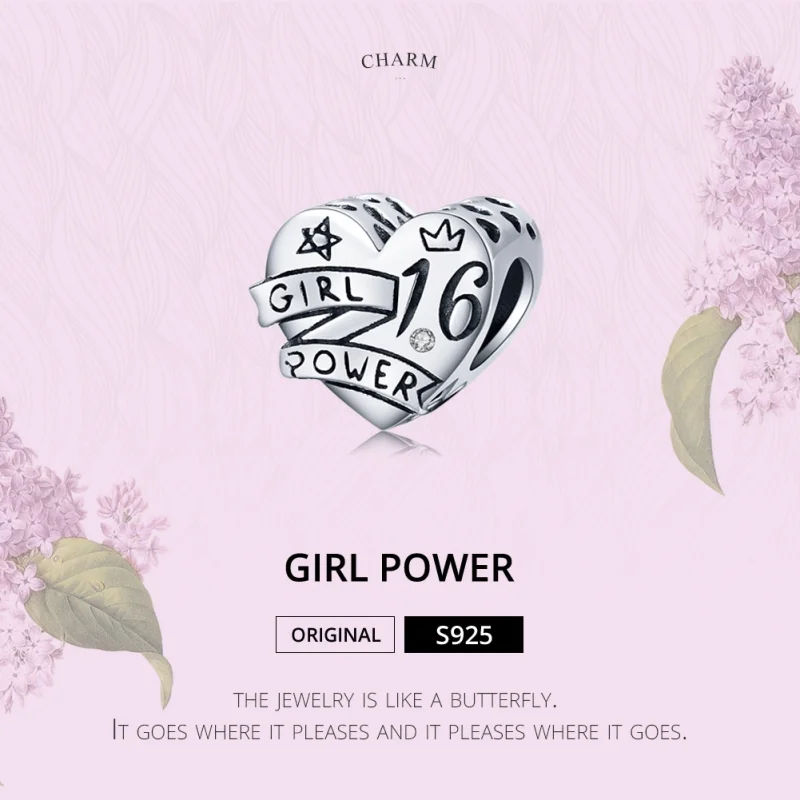 (Bild für) Charm „Girl Power Sweet 16“ im Pandora-Stil aus Silber - SCC1437 - Ansicht 6