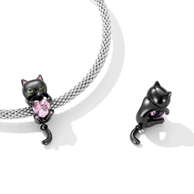 (Bild für) Charm „Kleine schwarze Katze“ im Pandora-Stil - SCC2329 - Ansicht 4