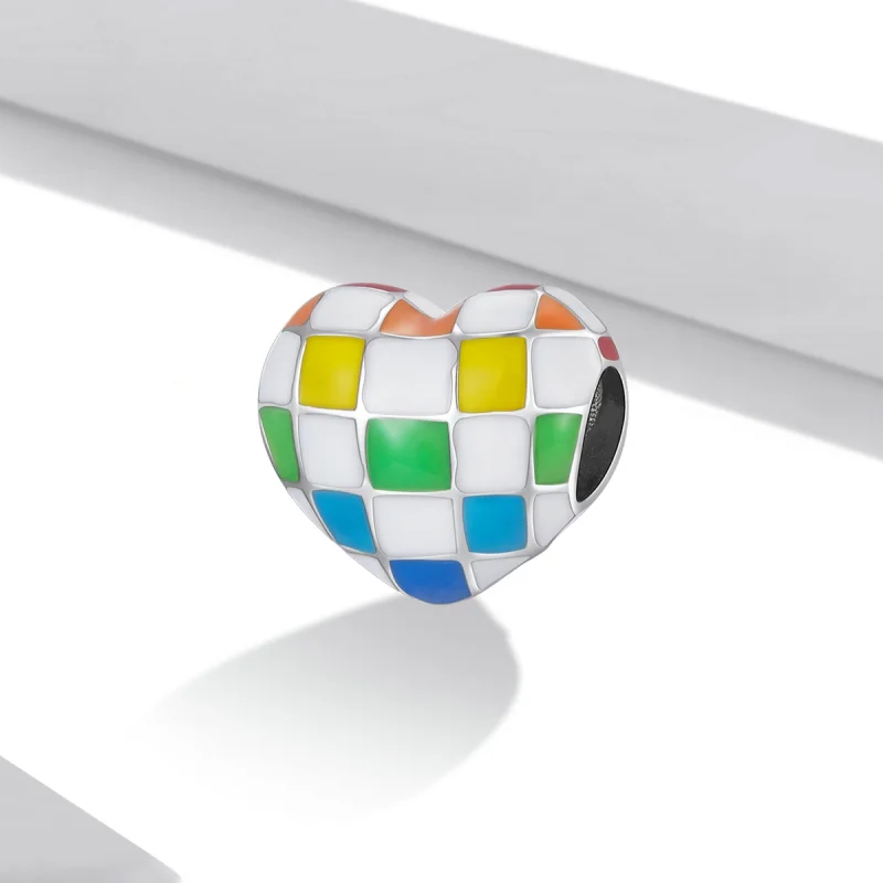 (Bild für) Charm „Liebes-Regenbogen-Schachbrettmuster“ im Pandora-Stil - SCC2131 - Ansicht 2