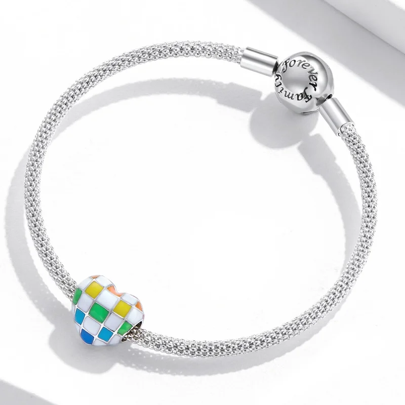 (Bild für) Charm „Liebes-Regenbogen-Schachbrettmuster“ im Pandora-Stil - SCC2131 - Ansicht 3