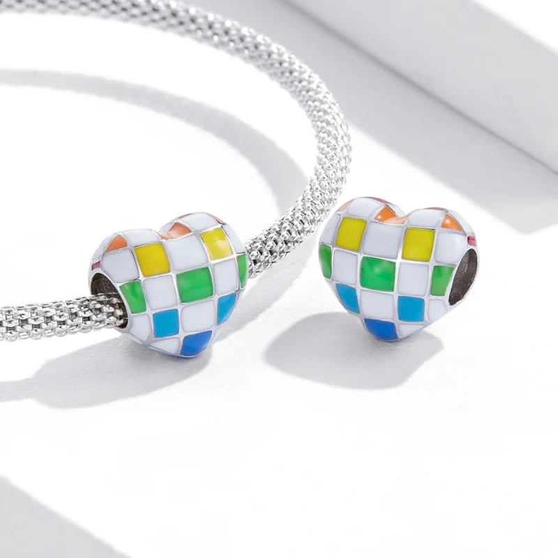 (Bild für) Charm „Liebes-Regenbogen-Schachbrettmuster“ im Pandora-Stil - SCC2131 - Ansicht 4