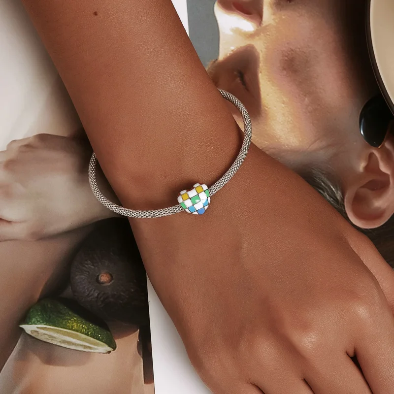 (Bild für) Charm „Liebes-Regenbogen-Schachbrettmuster“ im Pandora-Stil - SCC2131 - Ansicht 5