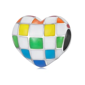(Bild für) Charm „Liebes-Regenbogen-Schachbrettmuster“ im Pandora-Stil - SCC2131