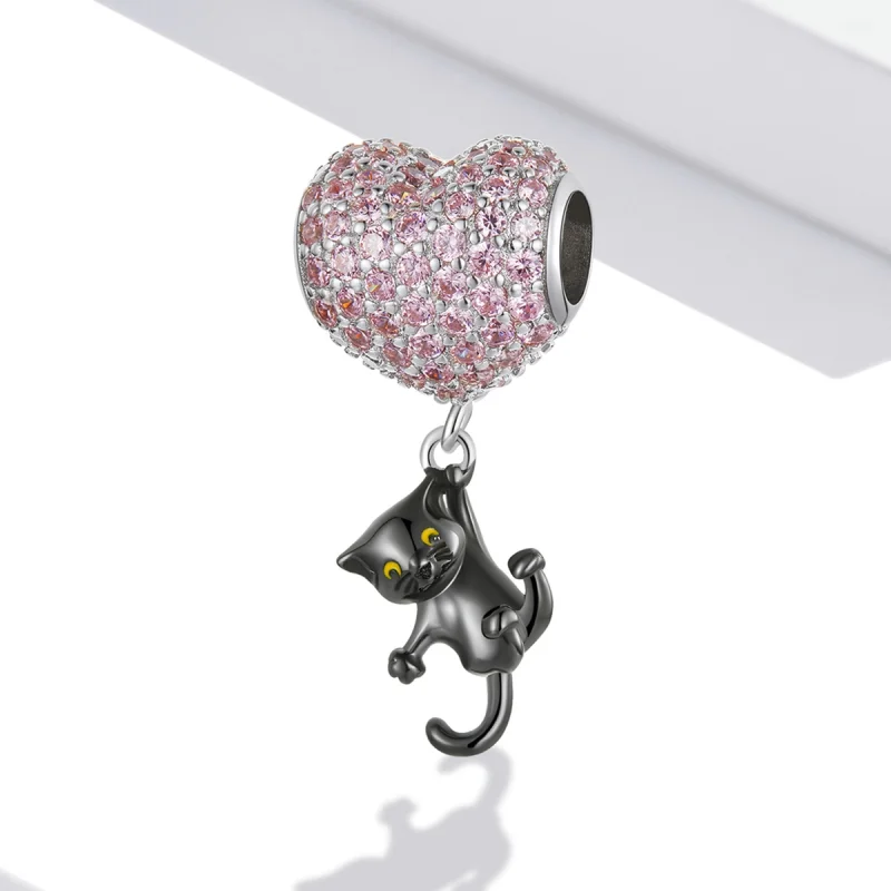 (Bild für) Charm „Liebesballon mit schwarzer Katze“ im Pandora-Stil - SCC2115 - Ansicht 2