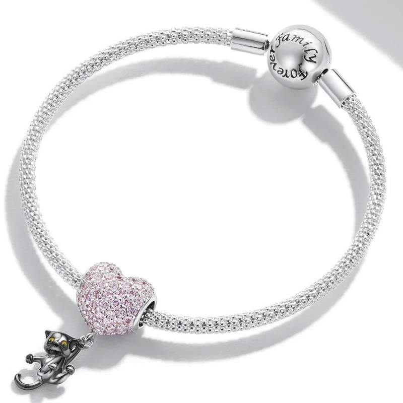 (Bild für) Charm „Liebesballon mit schwarzer Katze“ im Pandora-Stil - SCC2115 - Ansicht 3