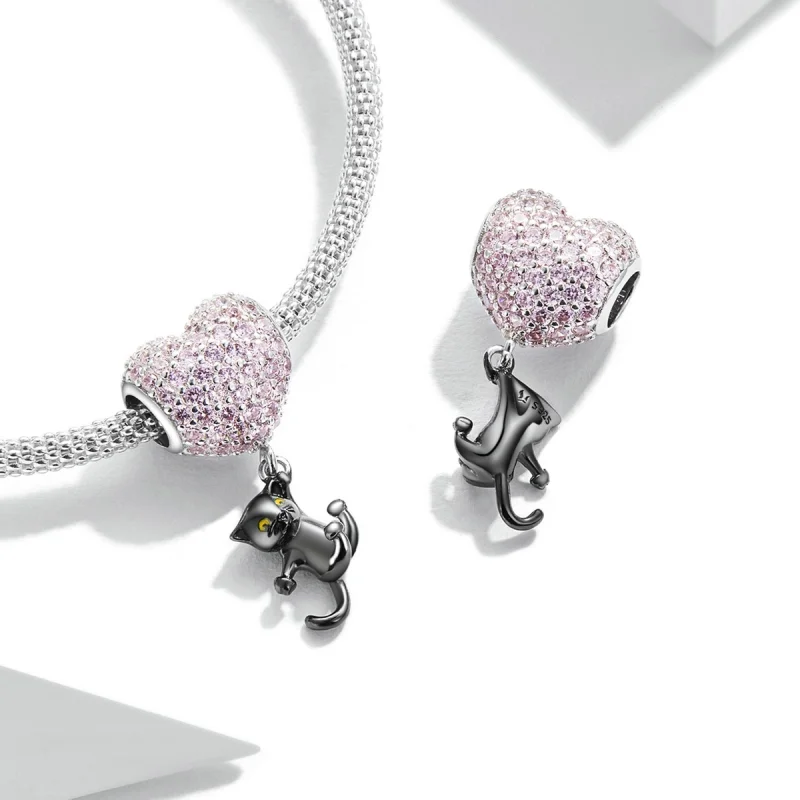 (Bild für) Charm „Liebesballon mit schwarzer Katze“ im Pandora-Stil - SCC2115 - Ansicht 4