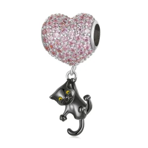 (Bild für) Charm „Liebesballon mit schwarzer Katze“ im Pandora-Stil - SCC2115