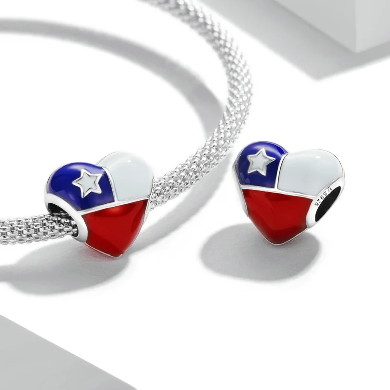 (Bild für) Charm „Love Chile Flag“ im Pandora-Stil - SCC2110 - Ansicht 4