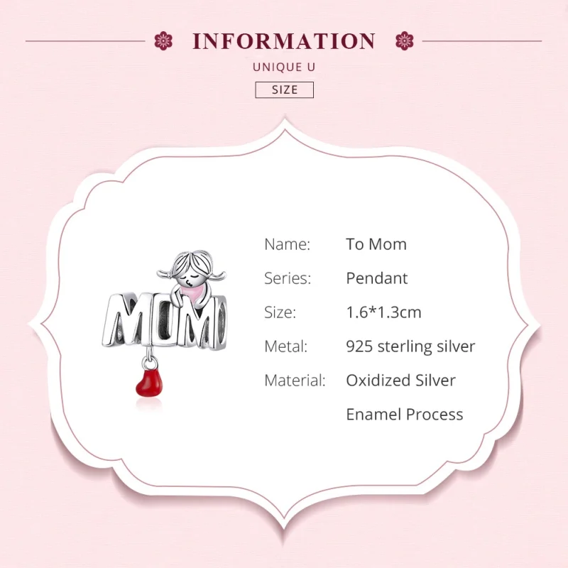 (Bild für) Charm „Love Mom“ aus Silber im Pandora-Stil - SCC1461 - Ansicht 6