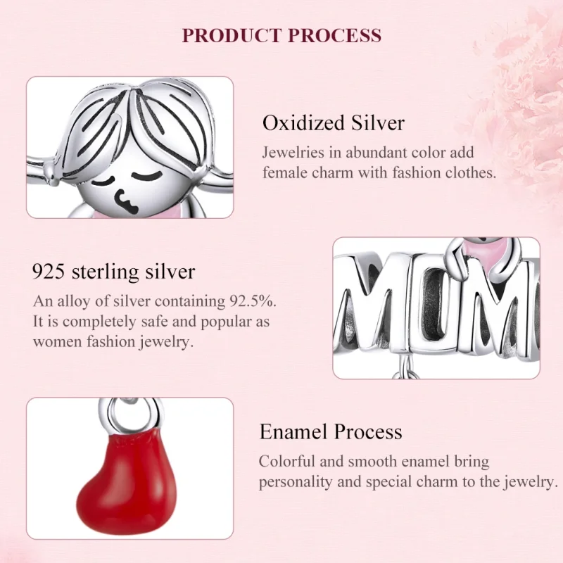 (Bild für) Charm „Love Mom“ aus Silber im Pandora-Stil - SCC1461 - Ansicht 7