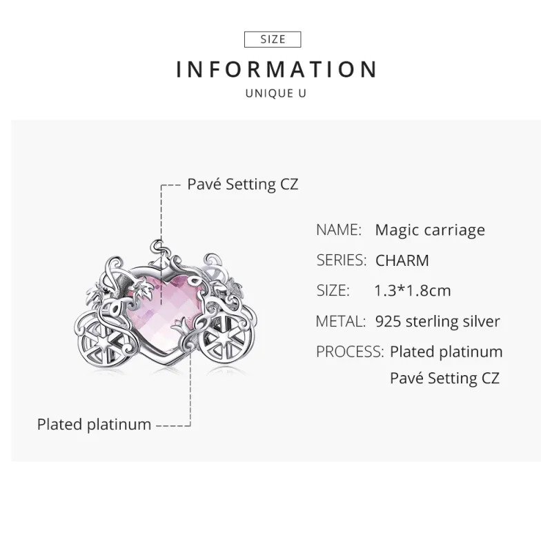 (Bild für) Charm „Magische Kutsche“ aus Silber im Pandora-Stil - BSC412 - Ansicht 8
