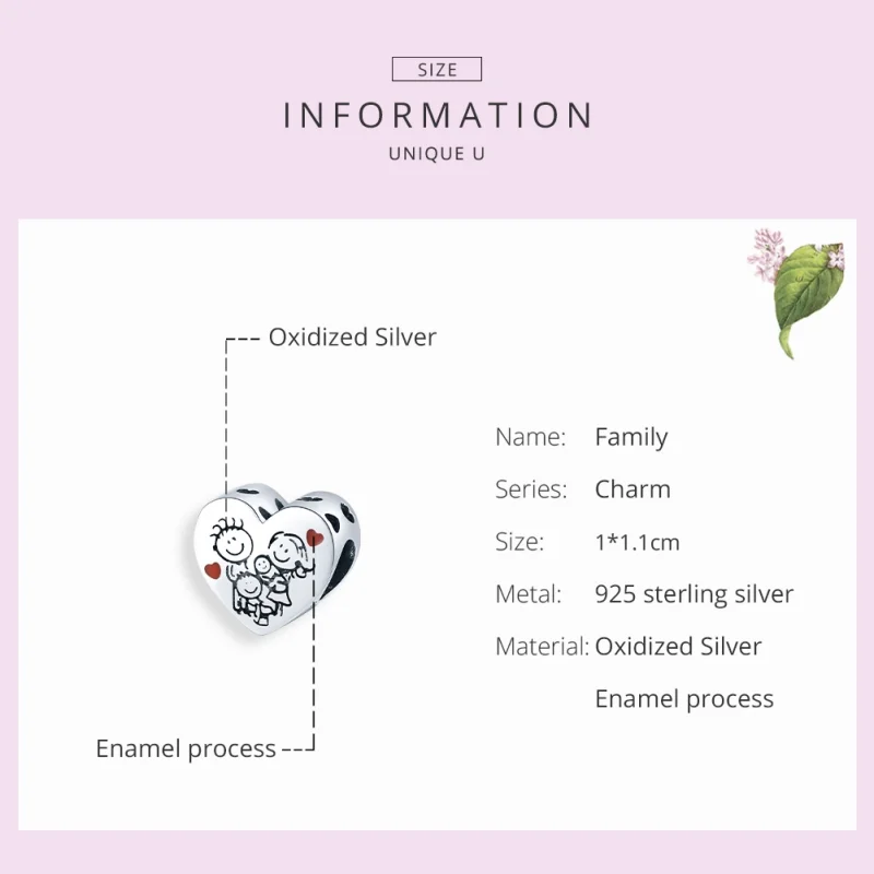 (Bild für) Charm „Meine Familie“ aus Silber im Pandora-Stil - BSC237 - Ansicht 7