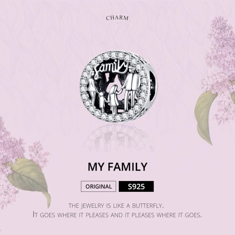 (Bild für) Charm „Meine Familie“ aus Silber im Pandora-Stil - SCC1184 - Ansicht 2