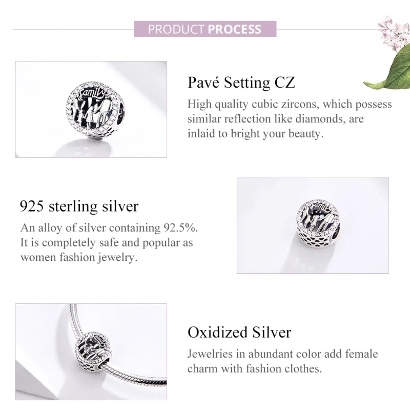 (Bild für) Charm „Meine Familie“ aus Silber im Pandora-Stil - SCC1184 - Ansicht 4