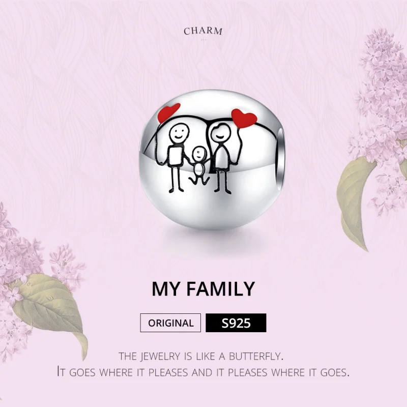 (Bild für) Charm „Meine Familie“ aus Silber im Pandora-Stil - SCC1339 - Ansicht 6