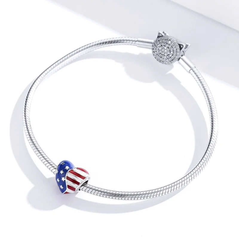 (Bild für) Charm mit amerikanischer Flagge im Pandora-Stil - BSC281 - Ansicht 2