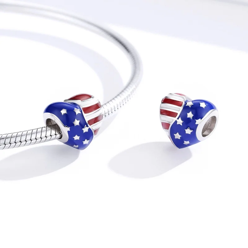 (Bild für) Charm mit amerikanischer Flagge im Pandora-Stil - BSC281 - Ansicht 3