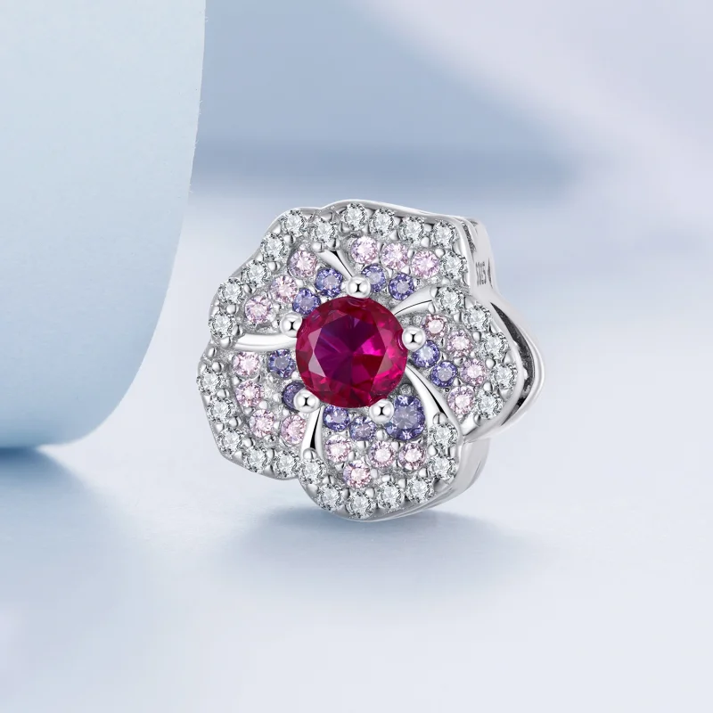 (Bild für) Charm mit Farbverlaufsblumen im Pandora-Stil - BSC625 - Ansicht 2