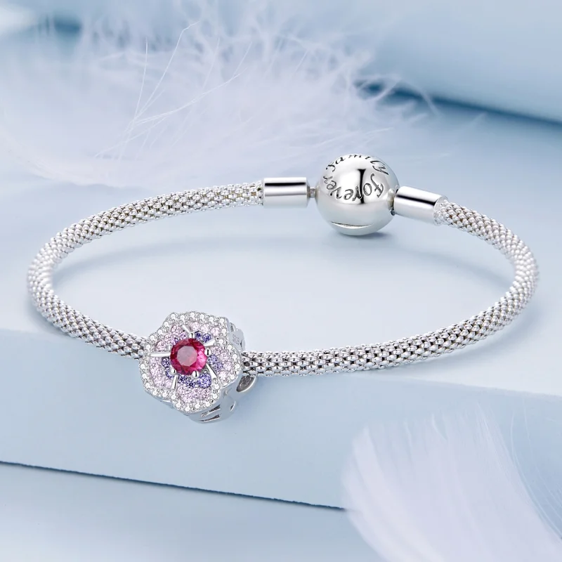 (Bild für) Charm mit Farbverlaufsblumen im Pandora-Stil - BSC625 - Ansicht 4
