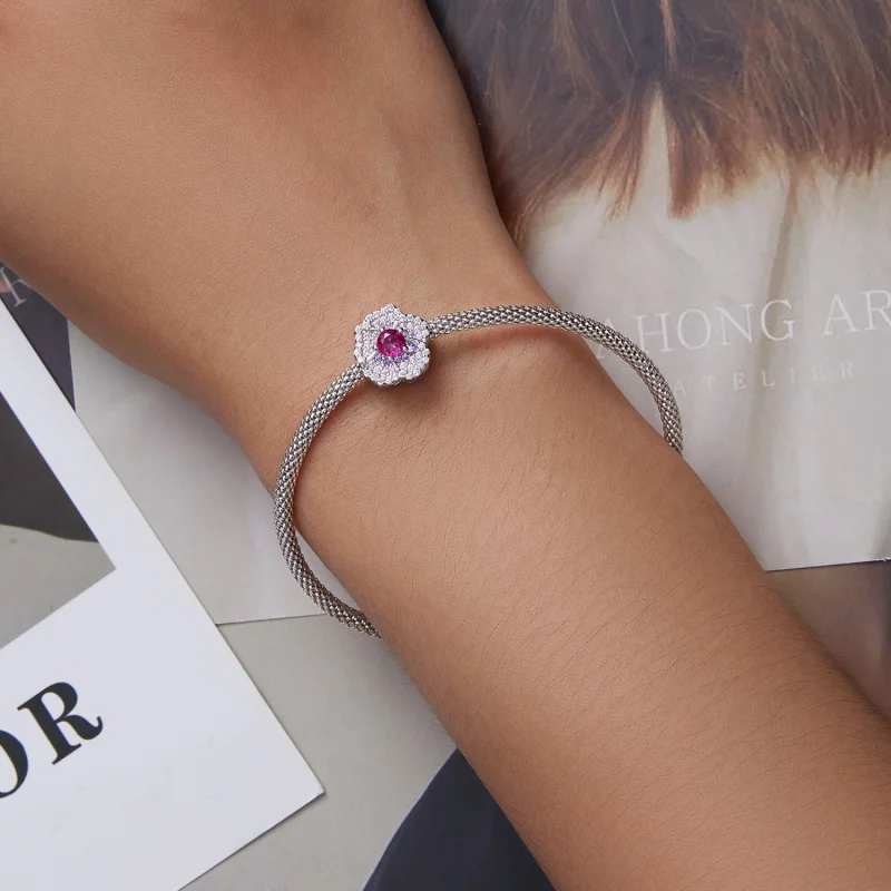 (Bild für) Charm mit Farbverlaufsblumen im Pandora-Stil - BSC625 - Ansicht 6