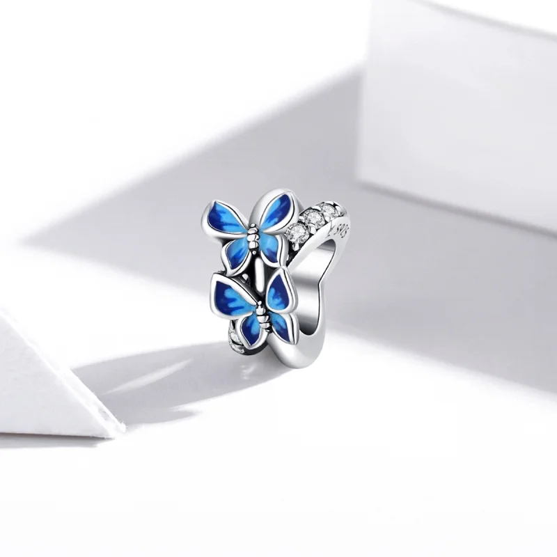 (Bild für) Charm mit fliegenden Schmetterlingen im Pandora-Stil aus Silber - SCC1731 - Ansicht 2