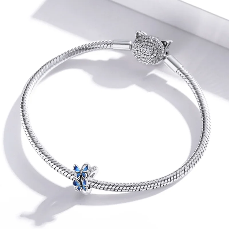(Bild für) Charm mit fliegenden Schmetterlingen im Pandora-Stil aus Silber - SCC1731 - Ansicht 3