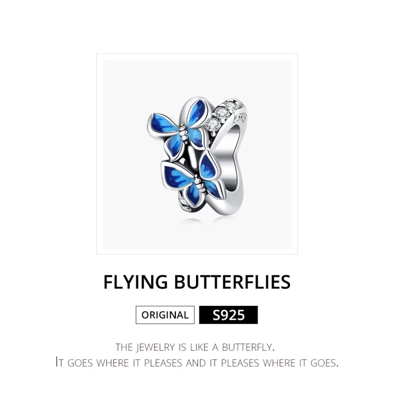 (Bild für) Charm mit fliegenden Schmetterlingen im Pandora-Stil aus Silber - SCC1731 - Ansicht 6