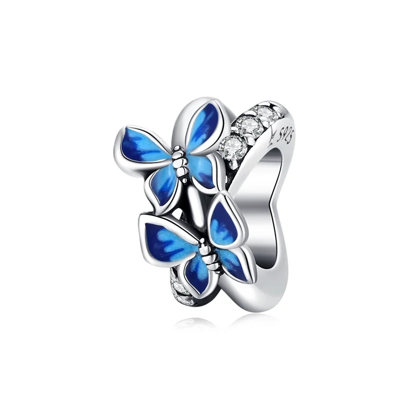 (Bild für) Charm mit fliegenden Schmetterlingen im Pandora-Stil aus Silber - SCC1731
