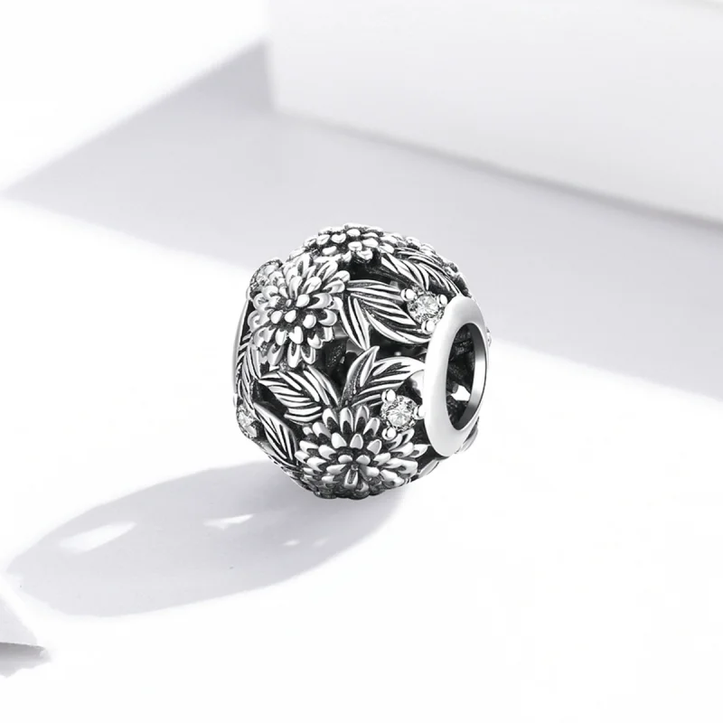 (Bild für) Charm mit geprägten Blumen im Pandora-Stil - SCC2097 - Ansicht 2