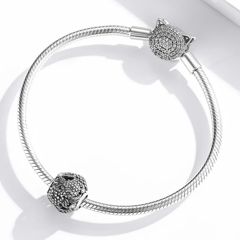 (Bild für) Charm mit geprägten Blumen im Pandora-Stil - SCC2097 - Ansicht 3