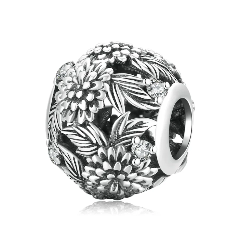 (Bild für) Charm mit geprägten Blumen im Pandora-Stil - SCC2097