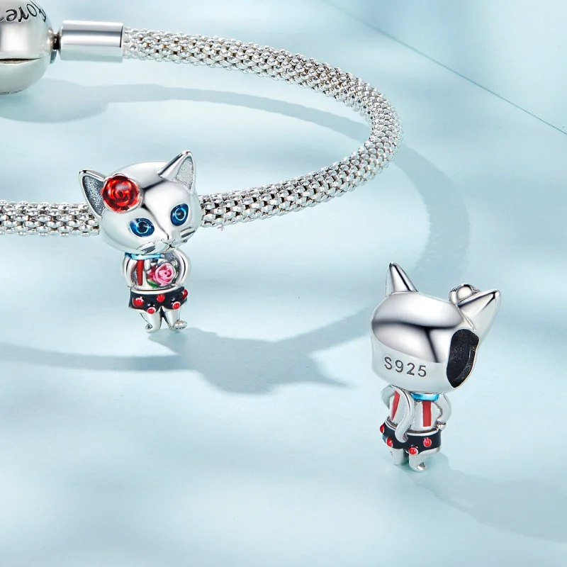 (Bild für) Charm mit seltsamer Katze im Pandora-Stil - SCC2377 - Ansicht 4