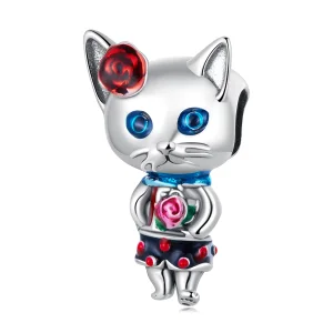(Bild für) Charm mit seltsamer Katze im Pandora-Stil - SCC2377