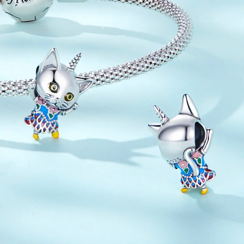 (Bild für) Charm mit seltsamer Katze im Pandora-Stil - SCC2378 - Ansicht 4