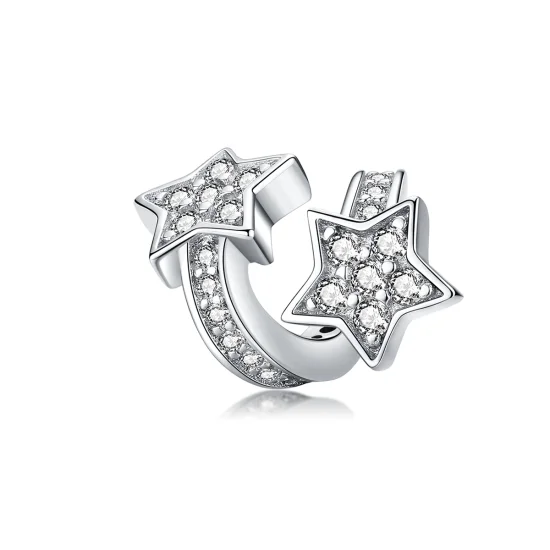 (Bild für) Charm mit silbernen Sternen im Pandora-Stil, die sich gegenseitig datieren - SCC1244