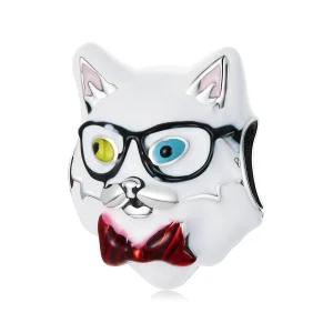 (Bild für) Charm mit weißer Katze im Pandora-Stil - SCC2093