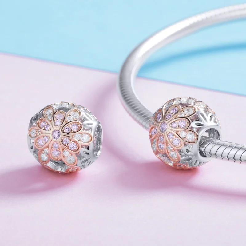 (Bild für) Charm mit zweifarbigen Blumen im Pandora-Stil - SCC922 - Ansicht 4