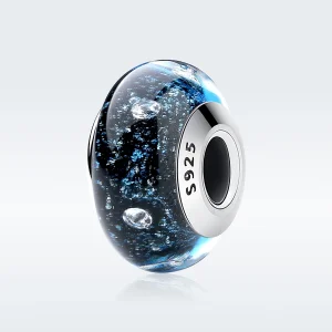 (Bild für) Charm „Mitternachtsblasen“ im Pandora-Stil mit aufgefädeltem Muranoglas-Charm - SCZ028