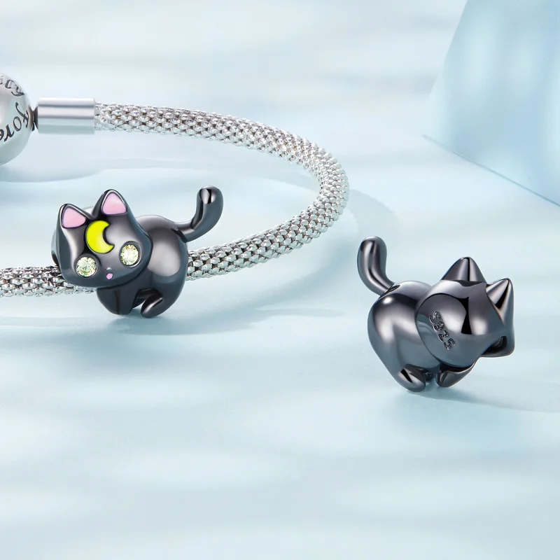 (Bild für) Charm „Mondkatze“ im Pandora-Stil - SCC2386 - Ansicht 4