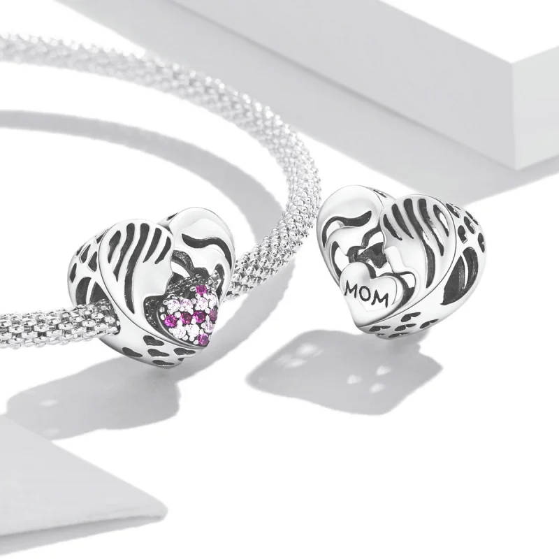 (Bild für) Charm „Mutter und Tochter lieben Silhouette“ im Pandora-Stil - BSC575 - Ansicht 4