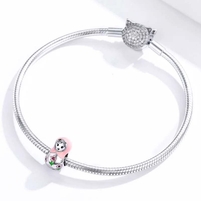 (Bild für) Charm „Russische Puppen“ aus Silber im Pandora-Stil - SCC1435 - Ansicht 3