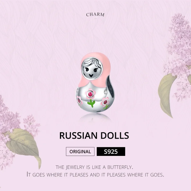 (Bild für) Charm „Russische Puppen“ aus Silber im Pandora-Stil - SCC1435 - Ansicht 6