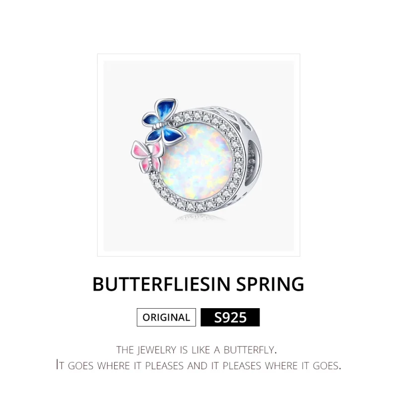 (Bild für) Charm „Schmetterlinge im Frühling“ im Pandora-Stil aus Silber - SCC1730 - Ansicht 6