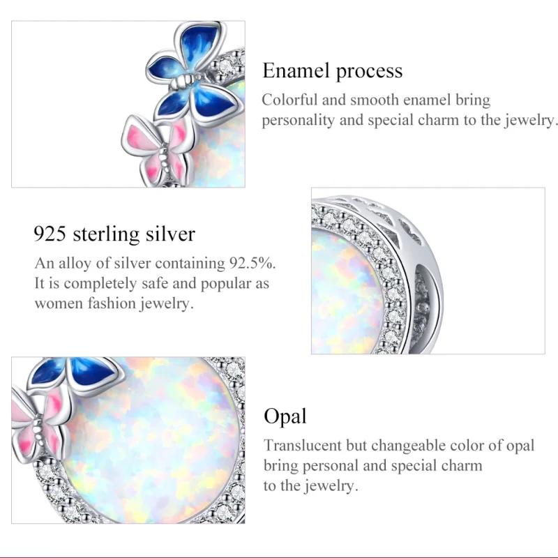 (Bild für) Charm „Schmetterlinge im Frühling“ im Pandora-Stil aus Silber - SCC1730 - Ansicht 7
